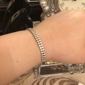 Crystal two row tennis bracelet.